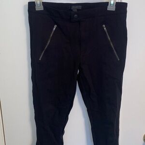 J. Crew Pixie Ponte Pants 6R Black Snap Zipper Front B3985
